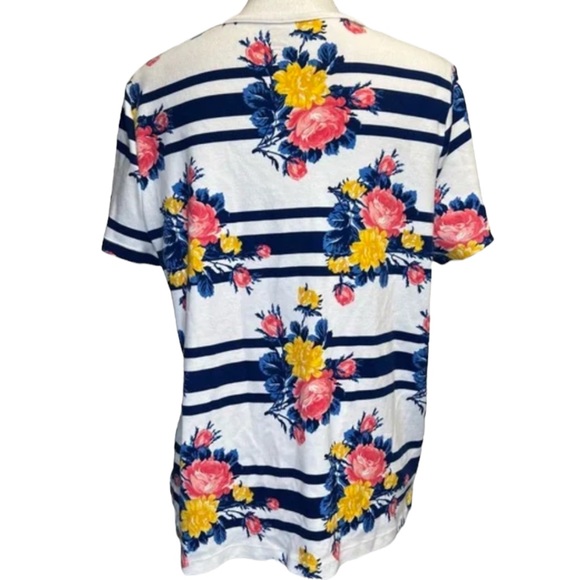 White Stag Xl white & blue stripes, floral design, short sleeve scoop neck - Picture 4 of 10